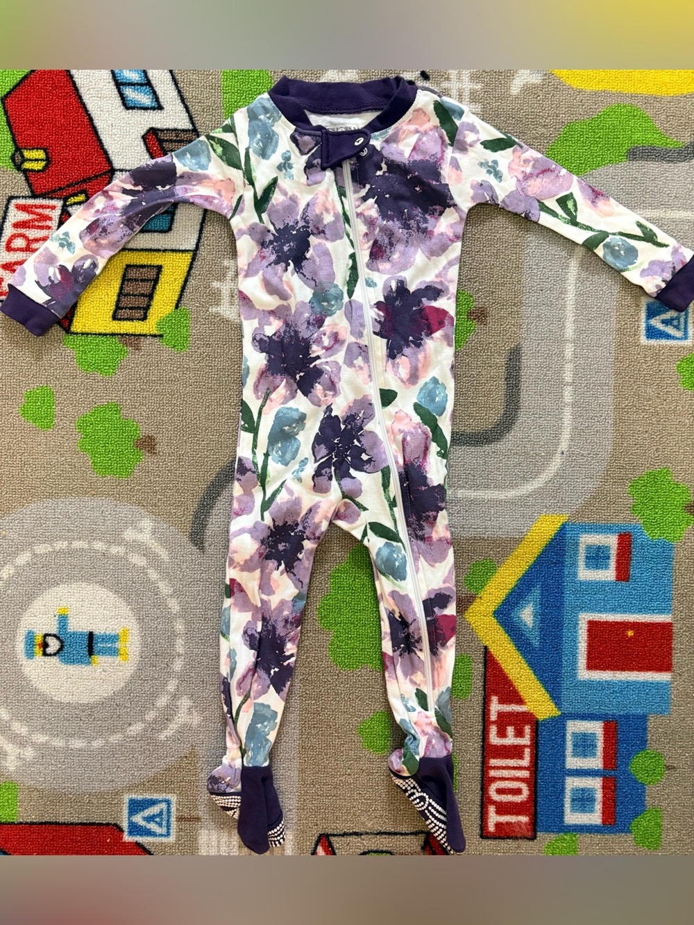 12M Burt's Bees Baby Floral Footed Sleeper Pajamas